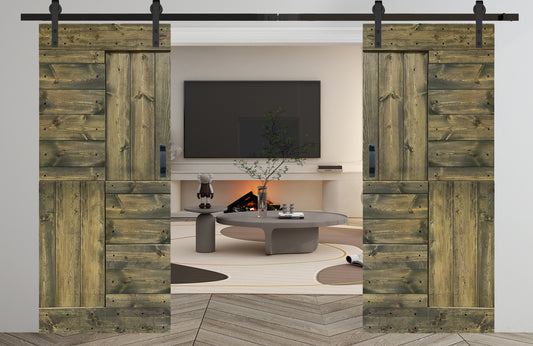 S Style Finished Double Sliding Barn Door With Hardware Kit(Assembly Needed)(Custom Size Available)