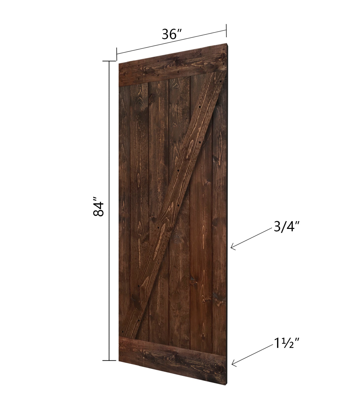 Z Style Finished Single Sliding Barn Door With Hardware Kit (Assembly Needed)(Custom Size Avalaible)
