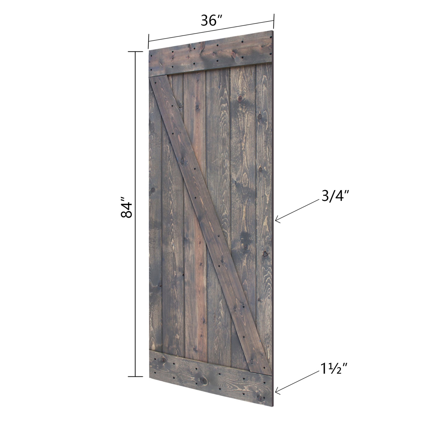 Z Style Finished Single Sliding Barn Door(Hardware Kit NOT Included)(Assembly Needed)(Custom Size Available)