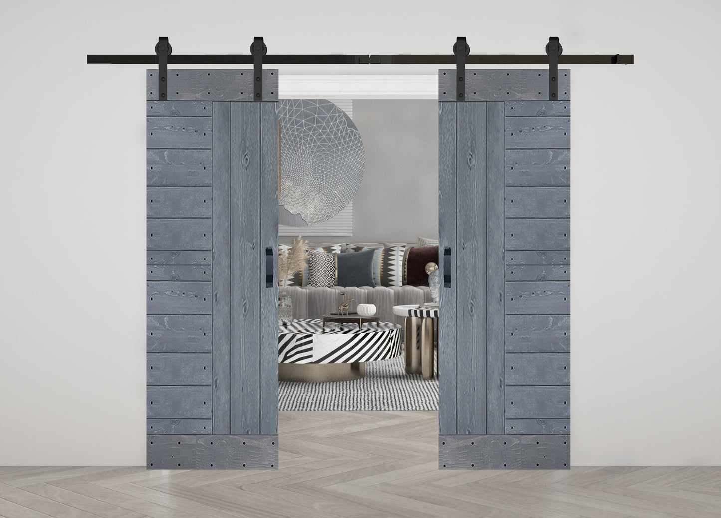 L Style Finished Double Single Sliding Barn Door With Hardware Kit(Assembly Needed)(Custom Size Available)