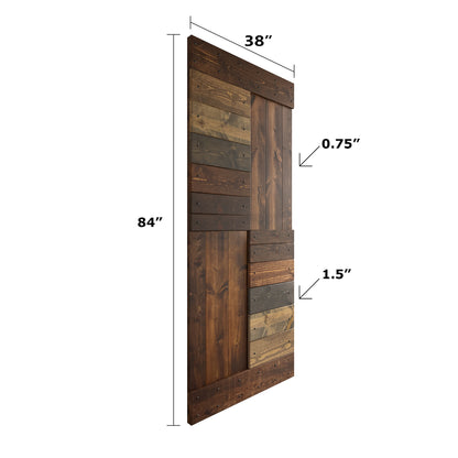 S Style Finished Single Sliding Barn Door With Hardware Kit (Assembly Needed)(Custom Size Avalaible)