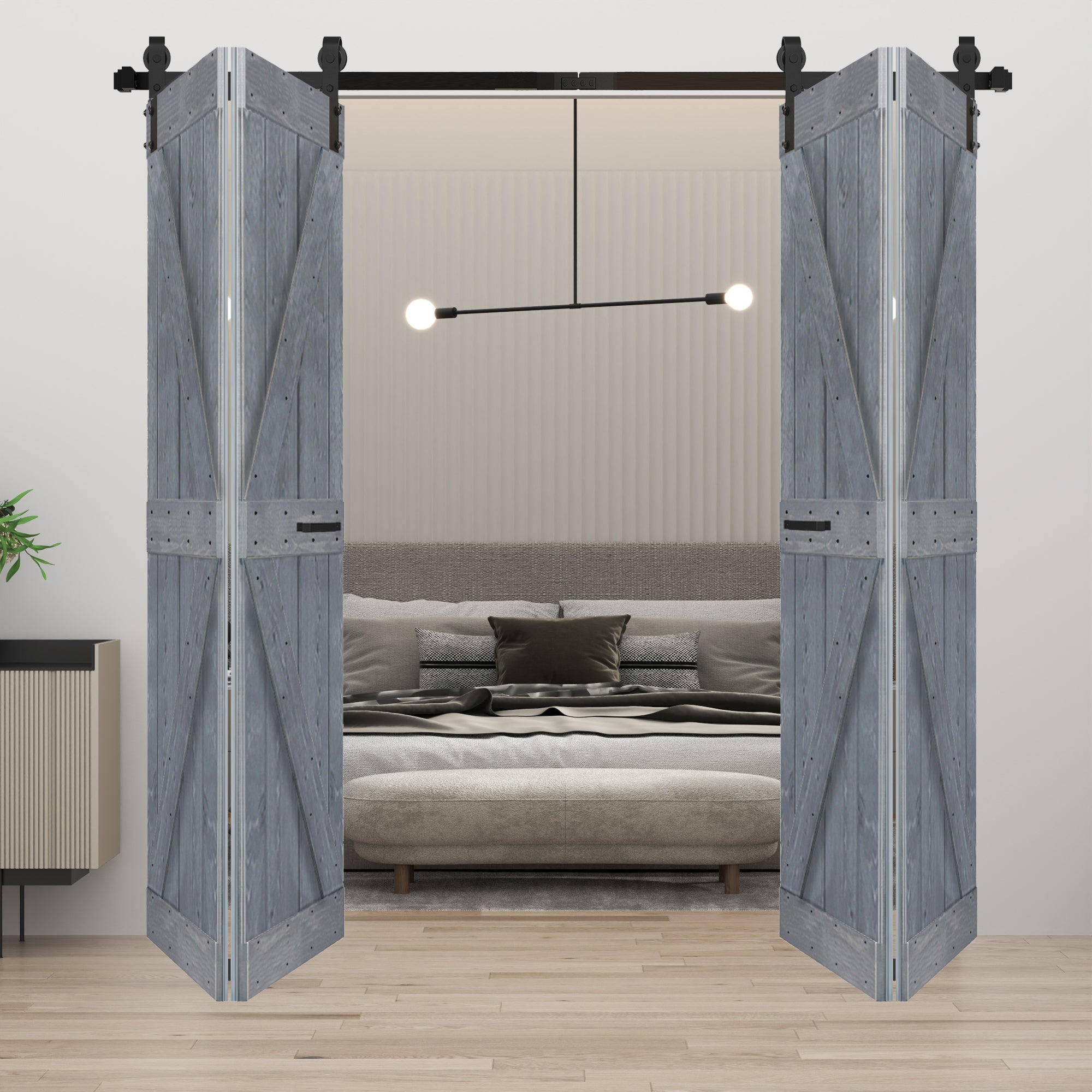 ■木村です155kg+2.5×2+1.25×4 165kgセット 4 K Series Bi-Fold Double Door ( 4 Panels ) With Hardware Track