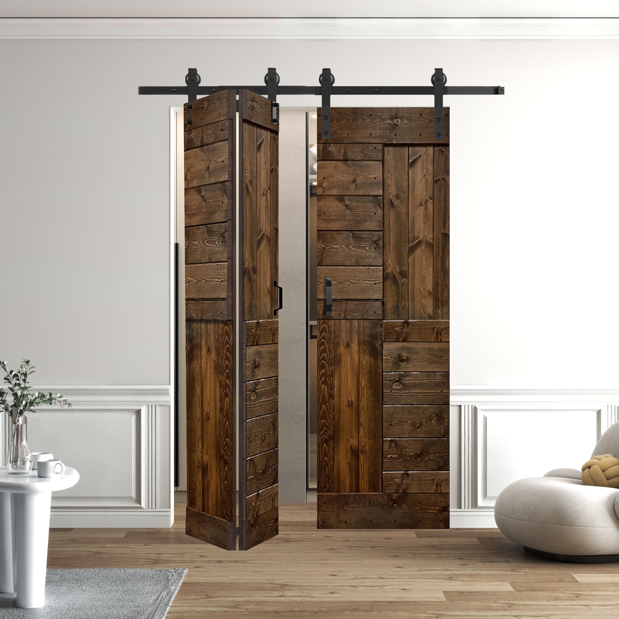 S Series Double Bi-Fold Door ( 4 Panels ) With Hardware Track
