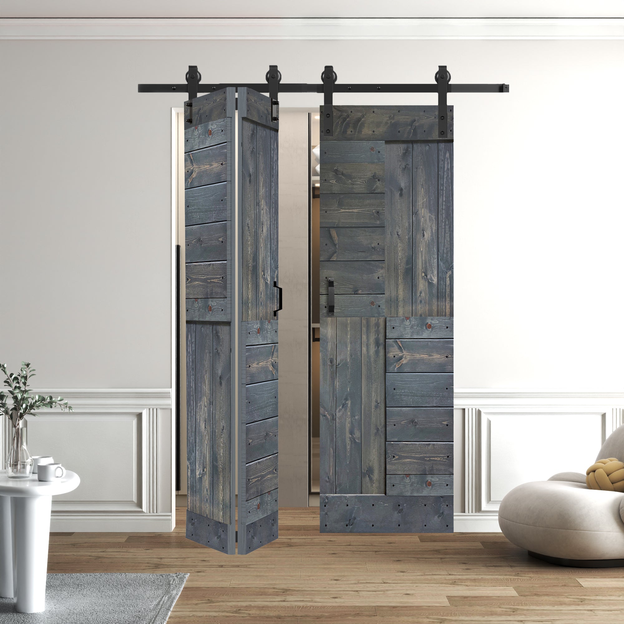S Series Double Bi-Fold Door ( 4 Panels ) With Hardware Track
