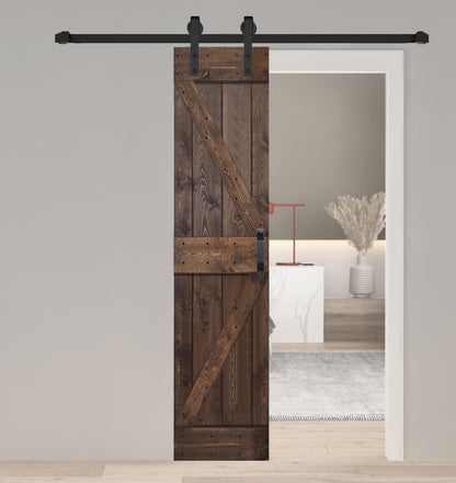 K Style Finished Single Sliding Barn Door With Hardware Kit(Assembly Needed) (Custom Size Avalaible)