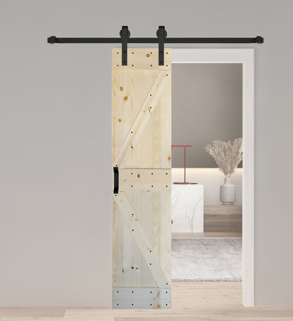 K Style Finished Single Sliding Barn Door With Hardware Kit(Assembly Needed) (Custom Size Avalaible)