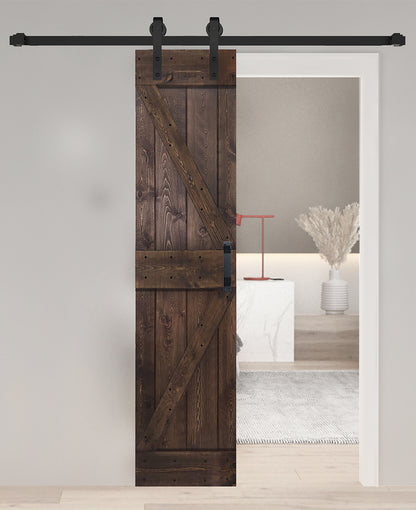 K Style Finished Single Sliding Barn Door With Hardware Kit(Assembly Needed) (Custom Size Avalaible)