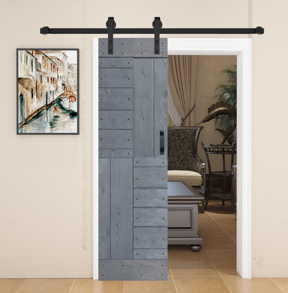 S Style Finished Single Sliding Barn Door With Hardware Kit (Assembly Needed)(Custom Size Avalaible)