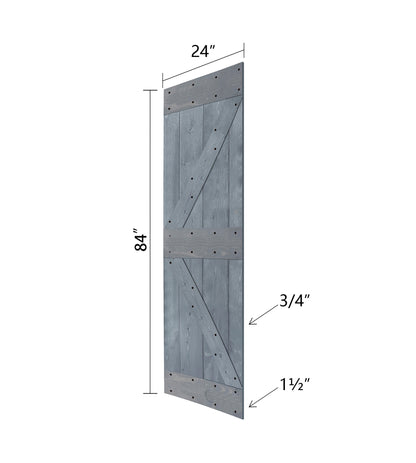 K Style Finished Double Single Sliding Barn Door With Hardware Kit(Assembly Needed)(Custom Size Available)