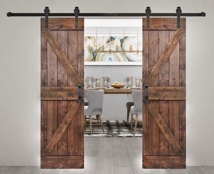 K Style Finished Double Single Sliding Barn Door With Hardware Kit(Assembly Needed)(Custom Size Available)