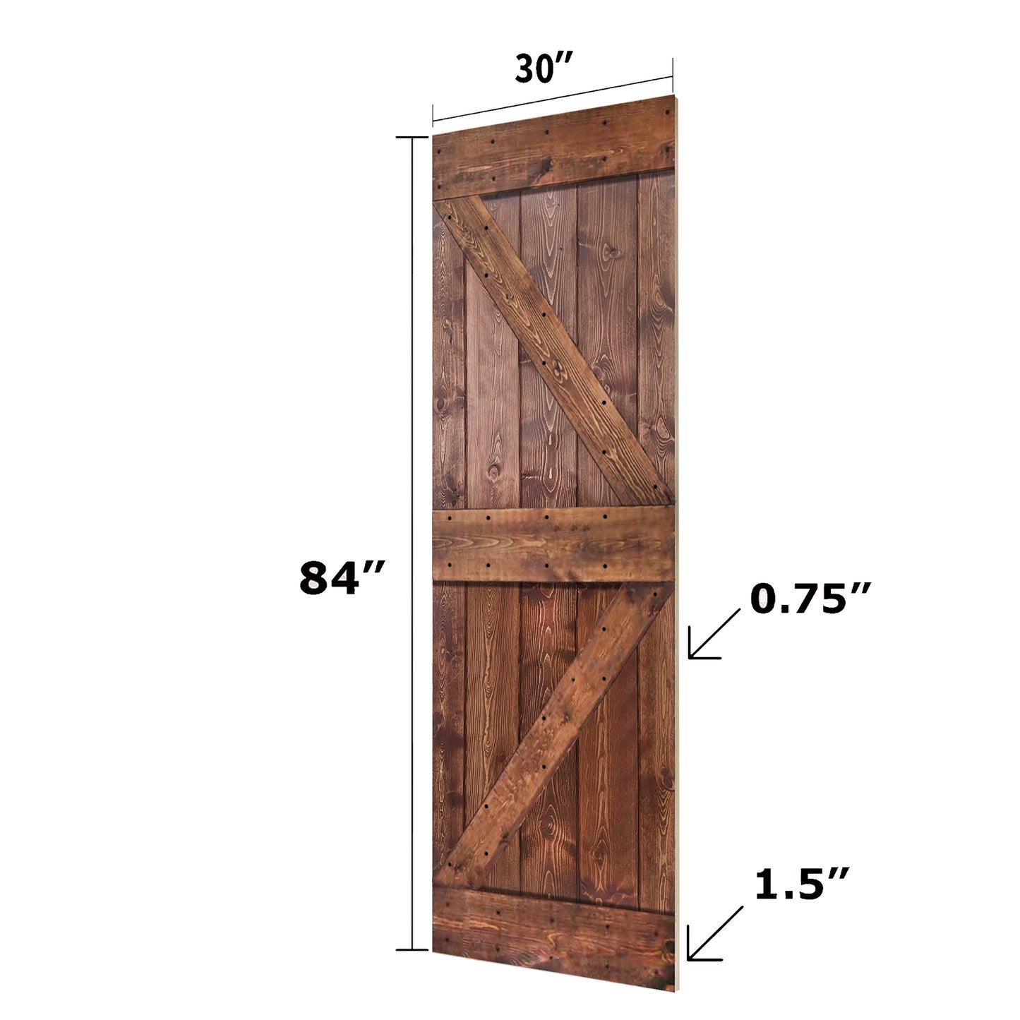 K Style Finished Double Single Sliding Barn Door With Hardware Kit(Assembly Needed)(Custom Size Available)