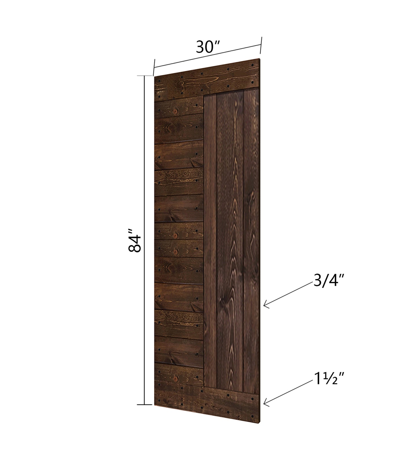 L Style Finished Single Sliding Barn Door With Hardware Kit (Assembly Needed)(Custom Size Avalaible)