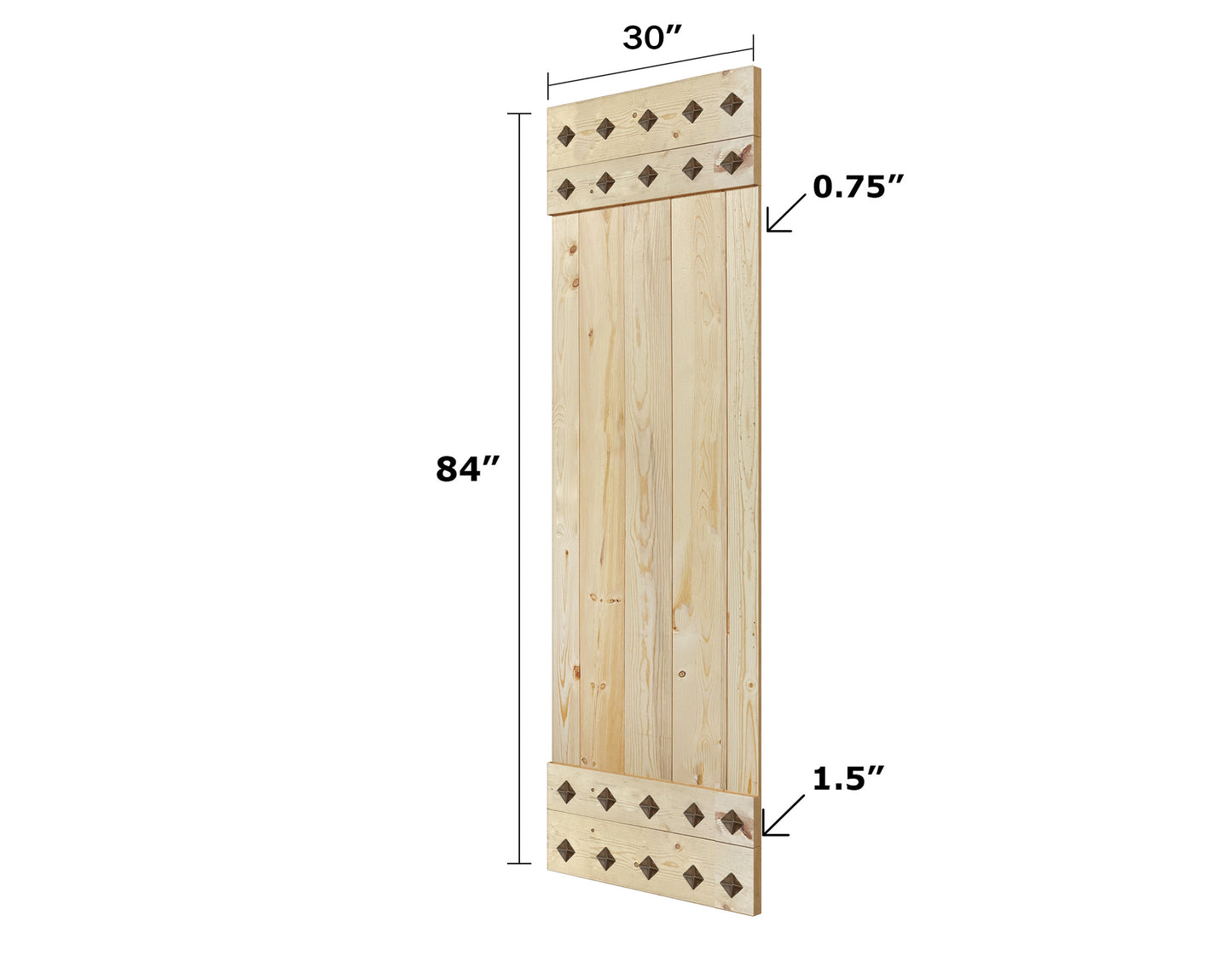 Mid-Century Style Finished Single Sliding Barn Door With Hardware Kit (Assembly Needed)(Custom Size Avalaible)