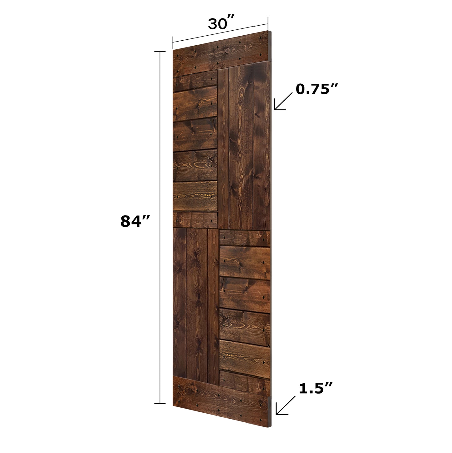 S Style Finished Single Sliding Barn Door With Hardware Kit (Assembly Needed)(Custom Size Avalaible)