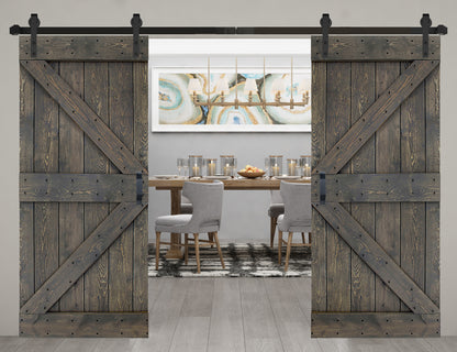 K Style Finished Double Single Sliding Barn Door With Hardware Kit(Assembly Needed)(Custom Size Available)