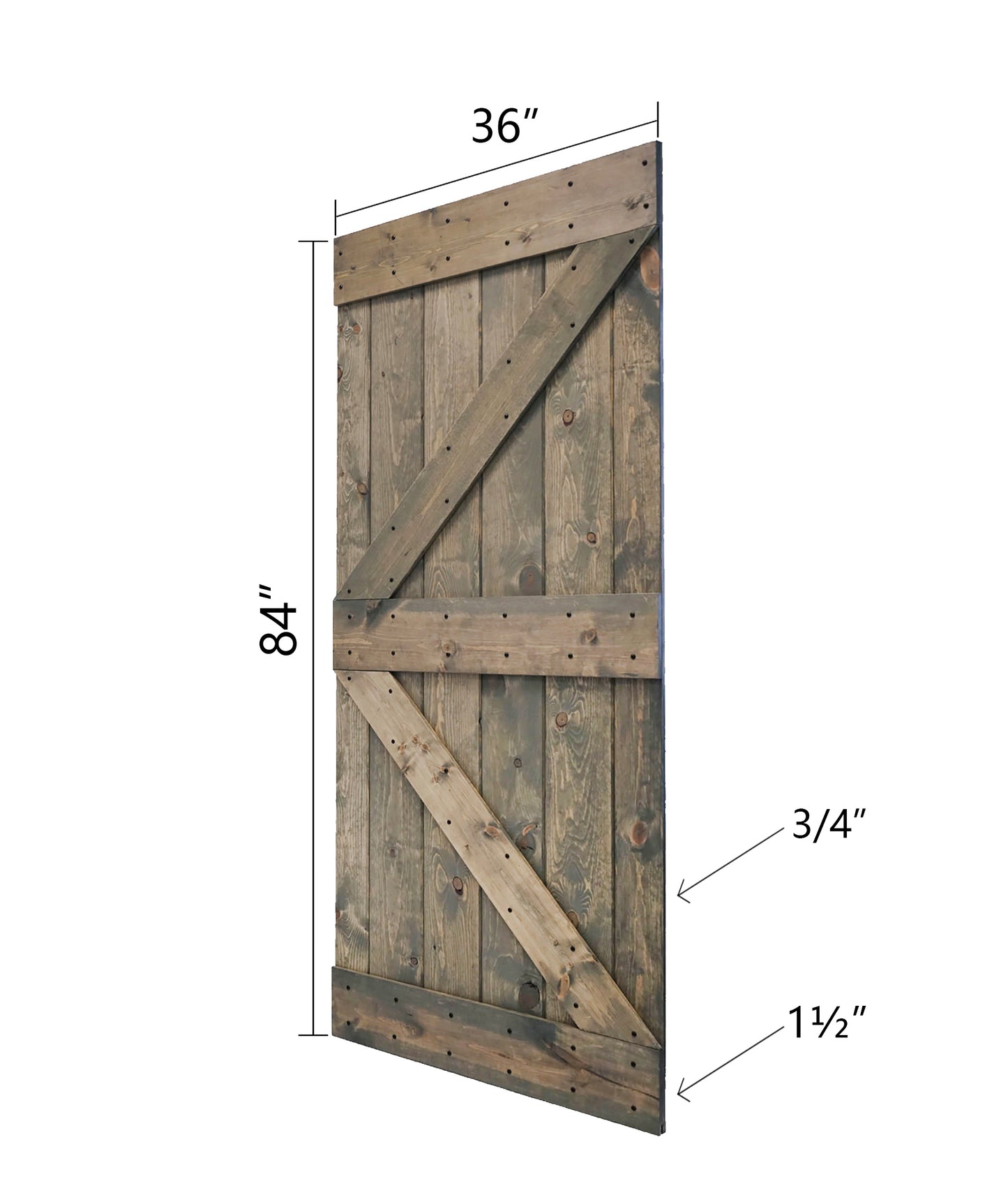 K Style Finished Double Single Sliding Barn Door With Hardware Kit(Assembly Needed)(Custom Size Available)