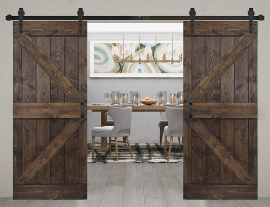 K Style Finished Double Single Sliding Barn Door With Hardware Kit(Assembly Needed)(Custom Size Available)