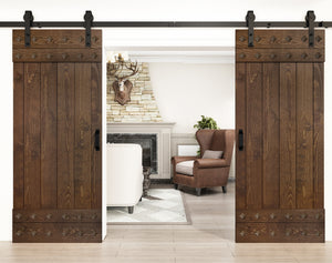 Mid-Century Style Finished Double Single Sliding Barn Door With Hardware Kit(Assembly Needed)(Custom Size Available)