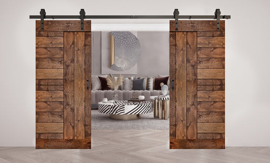 L Style Finished Double Single Sliding Barn Door With Hardware Kit(Assembly Needed)(Custom Size Available)