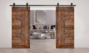 Open image in slideshow, L Style Finished Double Single Sliding Barn Door With Hardware Kit(Assembly Needed)(Custom Size Available)
