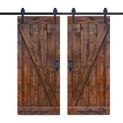 Z Style Finished Double Single Sliding Barn Door With Hardware Kit(Assembly Needed)(Custom Size Available)