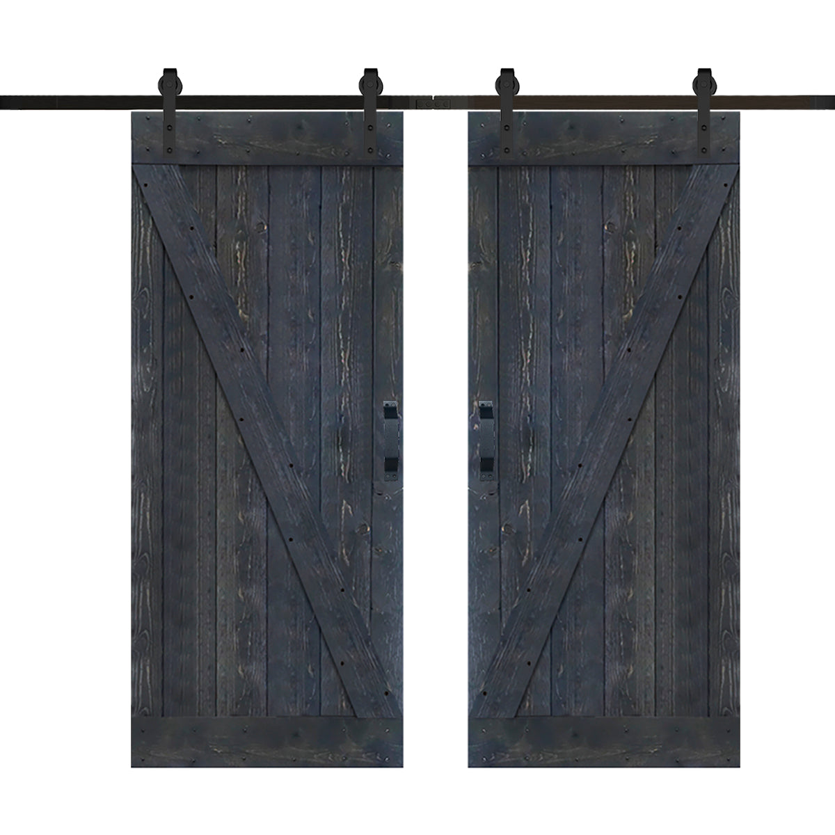 Z Style Finished Double Single Sliding Barn Door With Hardware Kit(Assembly Needed)(Custom Size Available)