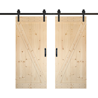 Z Style Finished Double Single Sliding Barn Door With Hardware Kit(Assembly Needed)(Custom Size Available)