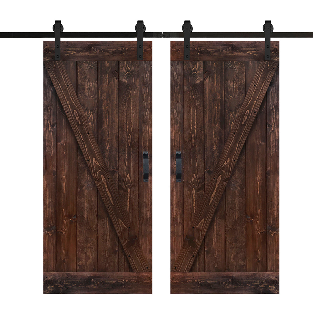 Z Style Finished Double Single Sliding Barn Door With Hardware Kit(Assembly Needed)(Custom Size Available)