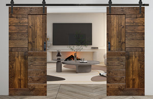 Open image in slideshow, S Style Finished Double Single Sliding Barn Door With Hardware Kit(Assembly Needed)(Custom Size Available)
