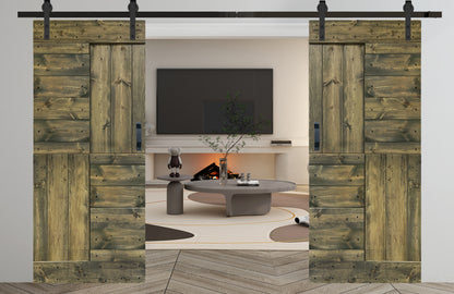 S Style Finished Double Single Sliding Barn Door With Hardware Kit(Assembly Needed)(Custom Size Available)