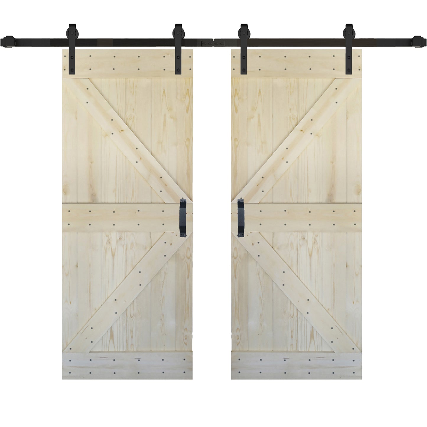 K Style Finished Double Single Sliding Barn Door With Hardware Kit(Assembly Needed)(Custom Size Available)