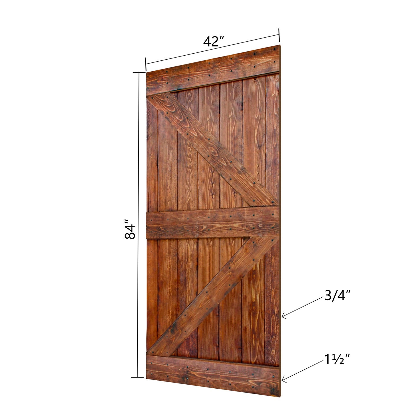 K Style Finished Double Single Sliding Barn Door With Hardware Kit(Assembly Needed)(Custom Size Available)