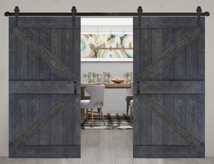 K Style Finished Double Single Sliding Barn Door With Hardware Kit(Assembly Needed)(Custom Size Available)