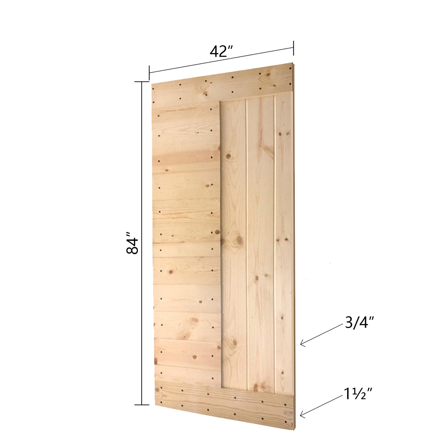 L Style Finished Double Single Sliding Barn Door With Hardware Kit(Assembly Needed)(Custom Size Available)