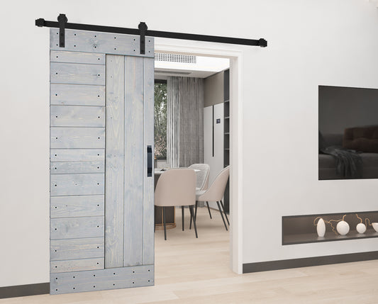 L Style Finished Single Sliding Barn Door With Hardware Kit (Assembly Needed)(Custom Size Avalaible)