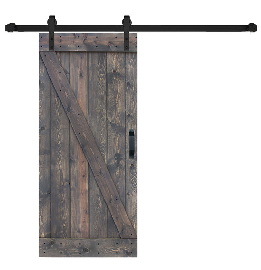 Z Style Finished Single Sliding Barn Door With Hardware Kit (Assembly Needed)(Custom Size Avalaible)