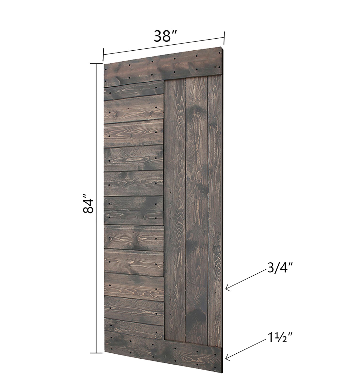 L Style Finished Double Single Sliding Barn Door With Hardware Kit(Assembly Needed)(Custom Size Available)