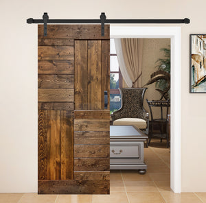 Open image in slideshow, S Style Finished Single Sliding Barn Door With Hardware Kit (Assembly Needed)(Custom Size Avalaible)
