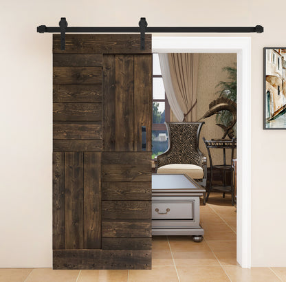 S Style Finished Single Sliding Barn Door With Hardware Kit (Assembly Needed)(Custom Size Avalaible)