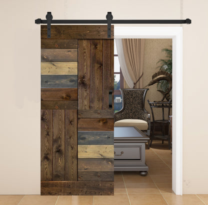 S Style Finished Single Sliding Barn Door With Hardware Kit (Assembly Needed)(Custom Size Avalaible)