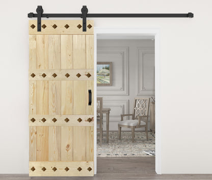 Mid-Century Style Finished Single Sliding Barn Door With Hardware Kit (Assembly Needed)(Custom Size Avalaible)