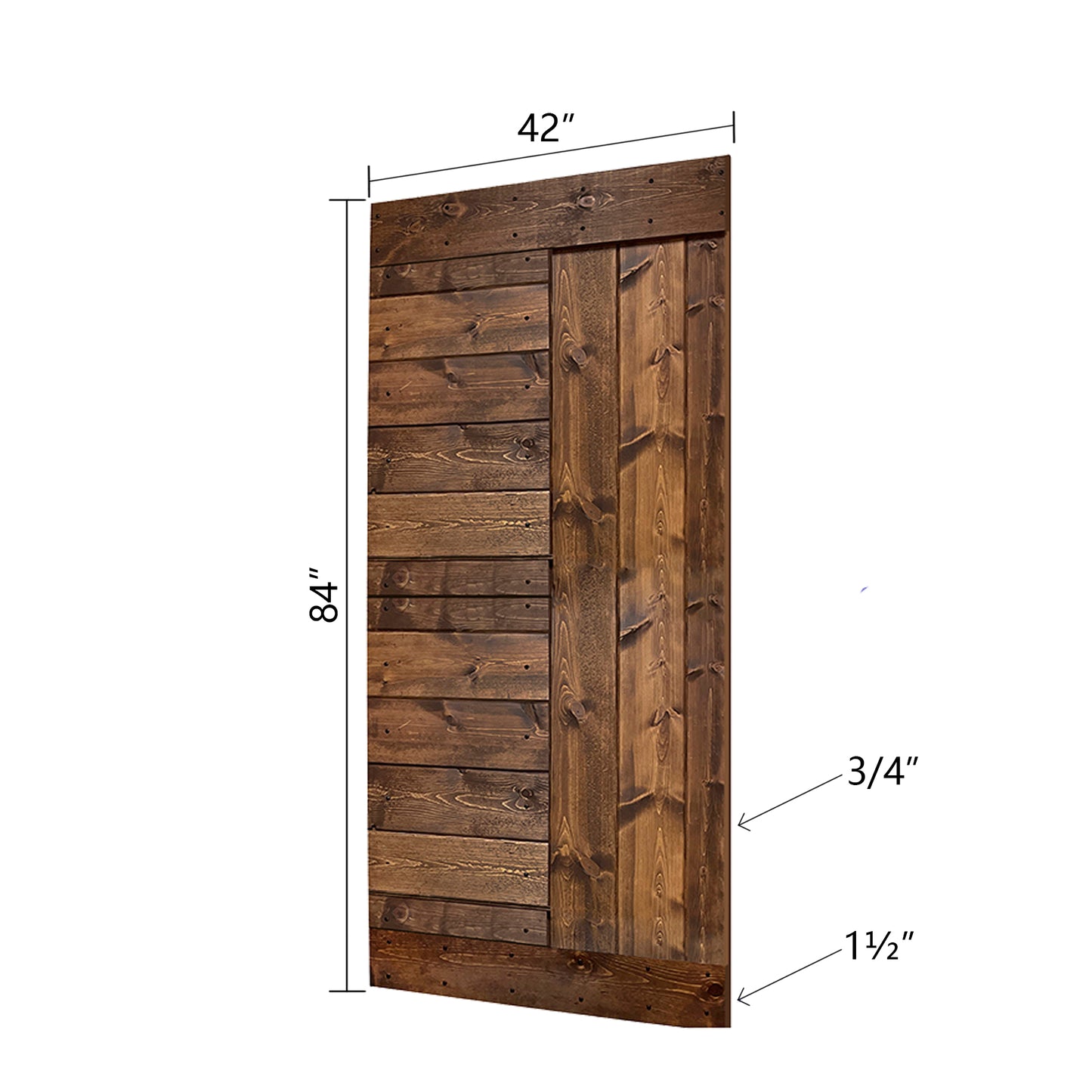 L Style Finished Single Sliding Barn Door With Hardware Kit (Assembly Needed)(Custom Size Avalaible)