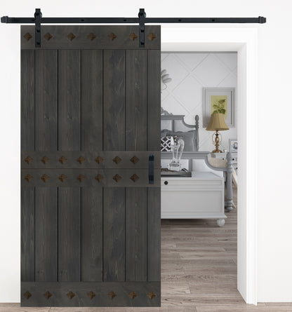 Mid-Century Style Finished Single Sliding Barn Door With Hardware Kit (Assembly Needed)(Custom Size Avalaible)