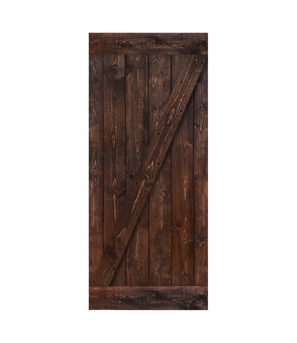 Z Style Finished Single Sliding Barn Door(Hardware Kit NOT Included)(Assembly Needed)(Custom Size Available)