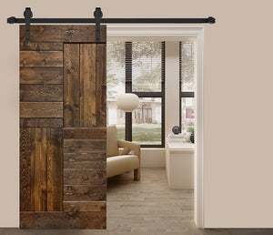 Open image in slideshow, S Style Finished Single Sliding Barn Door(Hardware Kit NOT Included)(Assembly Needed) (Custom Size Avalaible)
