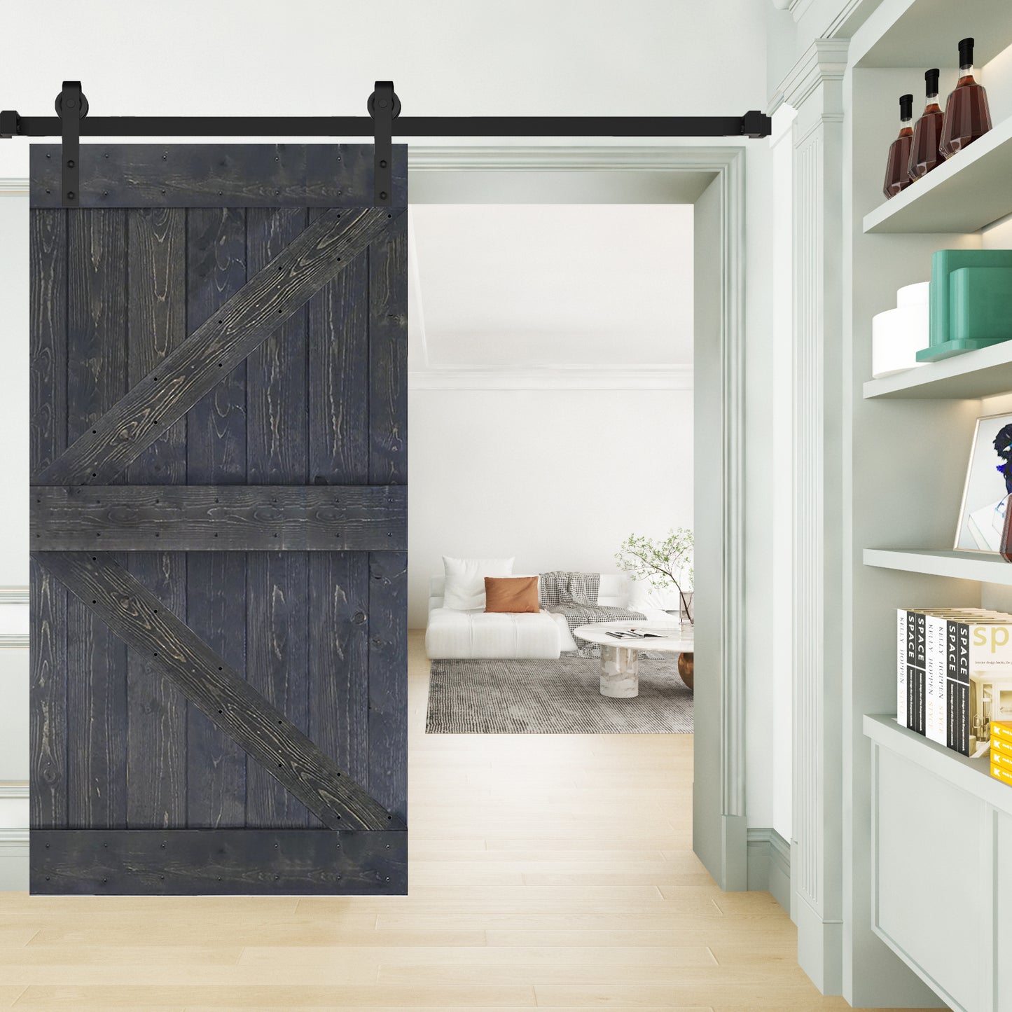 K Style Finished Single Sliding Barn Door(Hardware Kit NOT Included)(Assembly Needed) (Custom Size Avalaible)