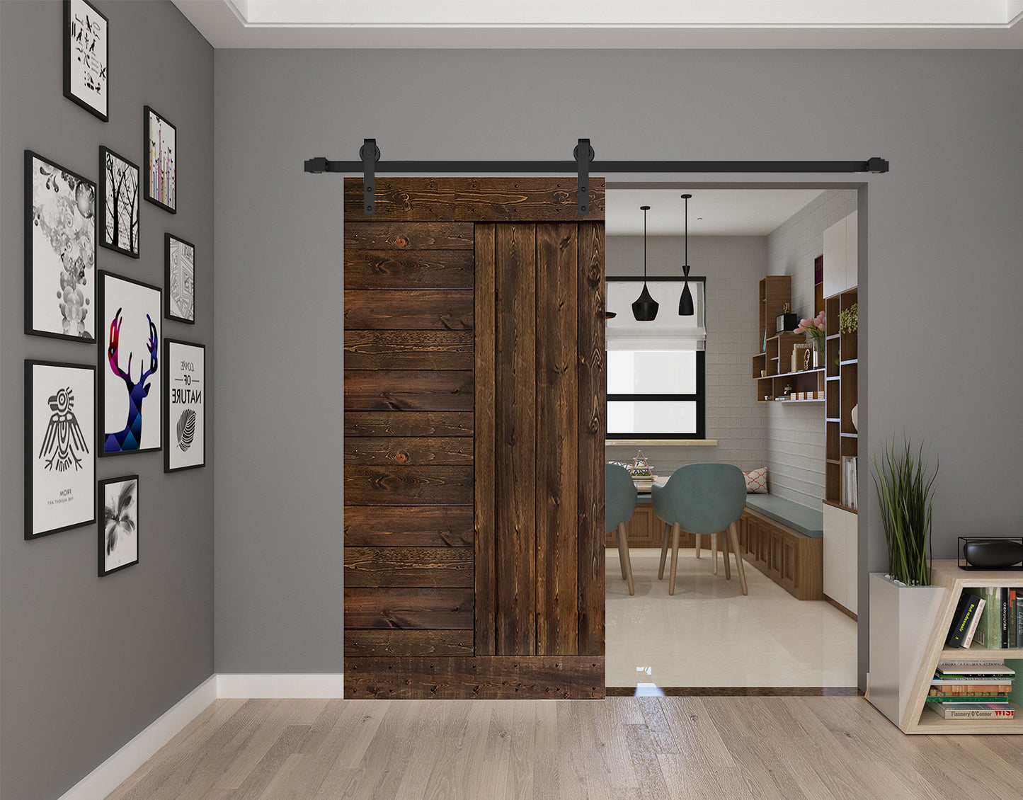 L Style Finished Single Sliding Barn Door(Hardware Kit NOT Included)(Assembly Needed)(Custom Size Available)