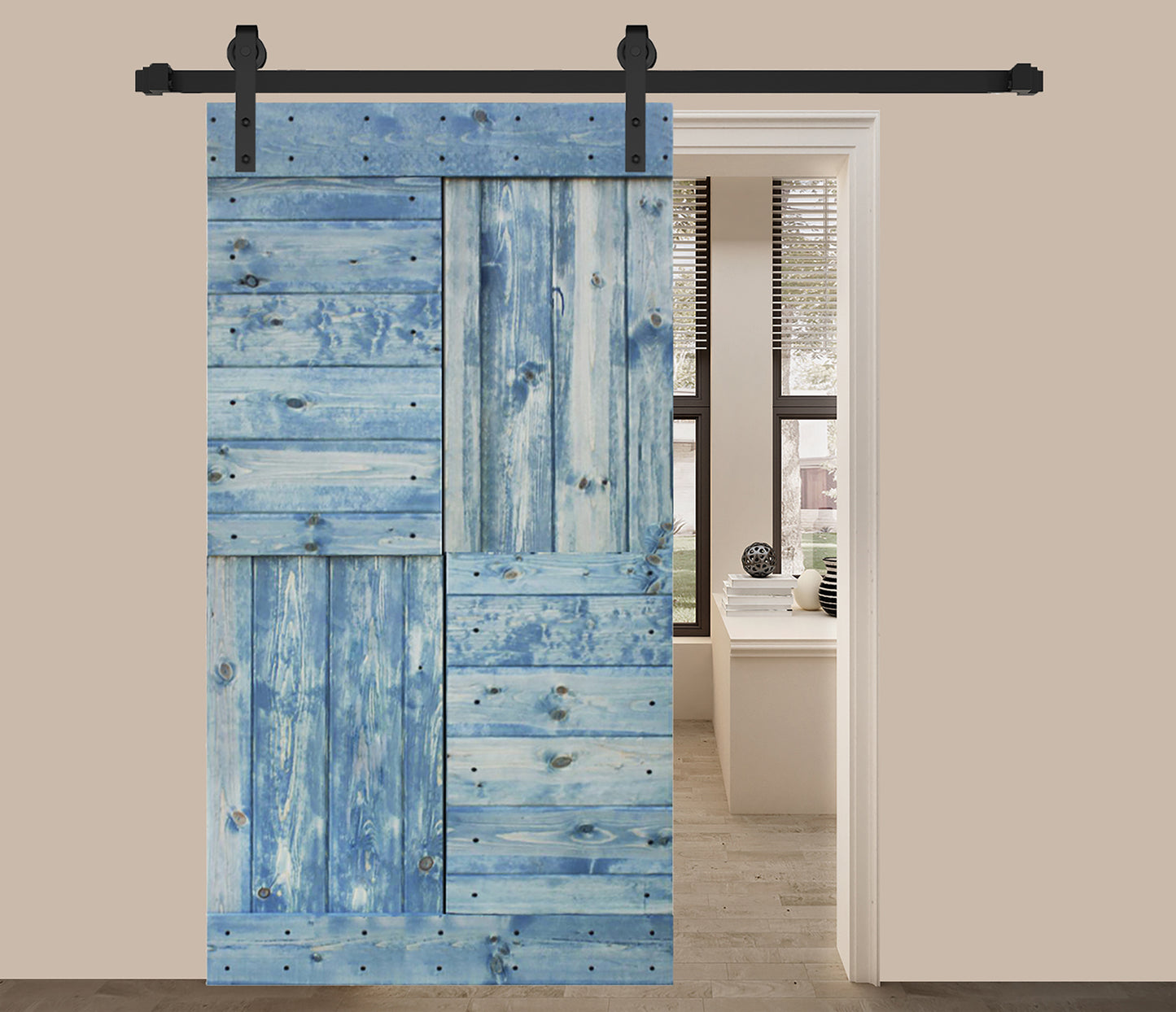 S Style Finished Single Sliding Barn Door(Hardware Kit NOT Included)(Assembly Needed) (Custom Size Avalaible)