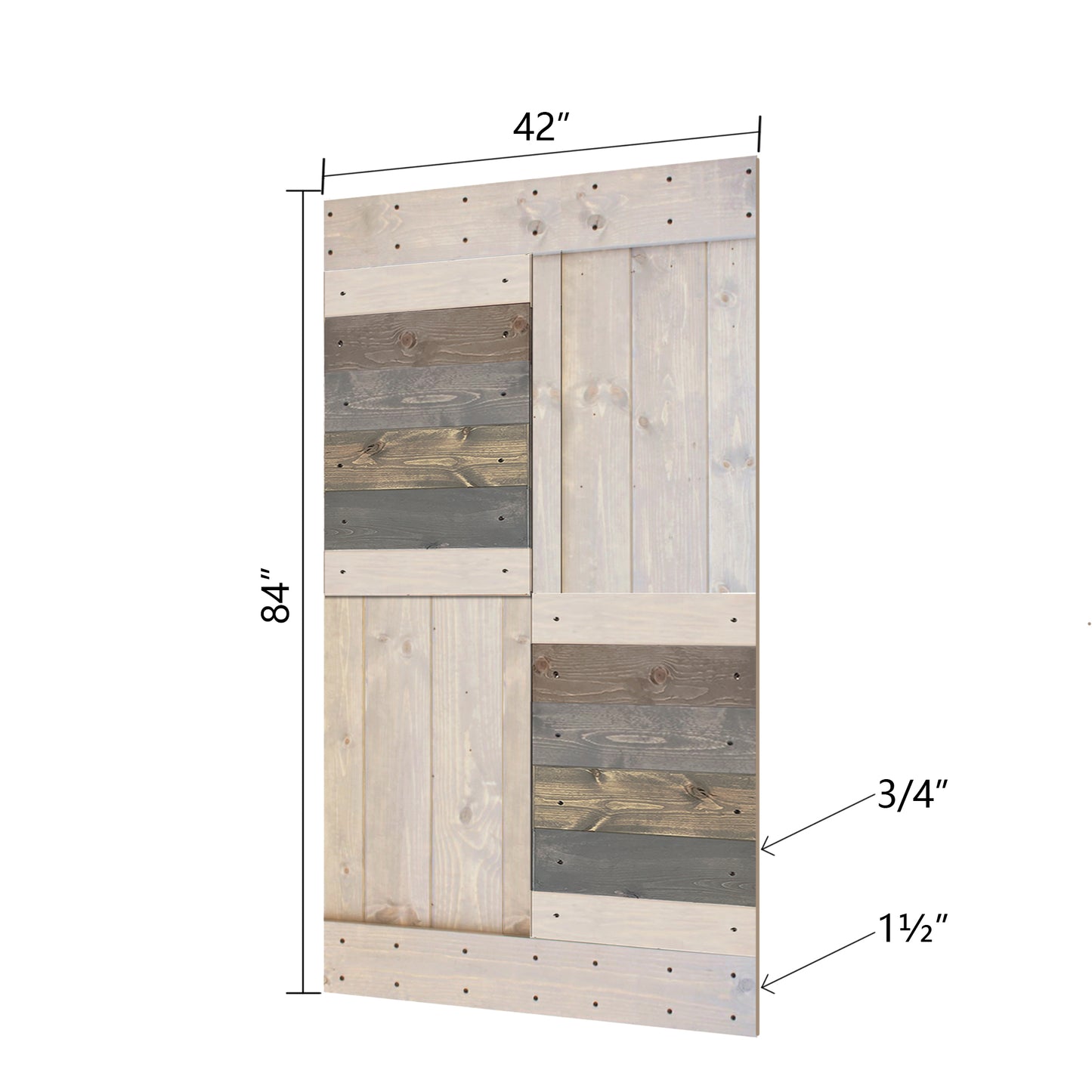 S Style Finished Single Sliding Barn Door(Hardware Kit NOT Included)(Assembly Needed) (Custom Size Avalaible)