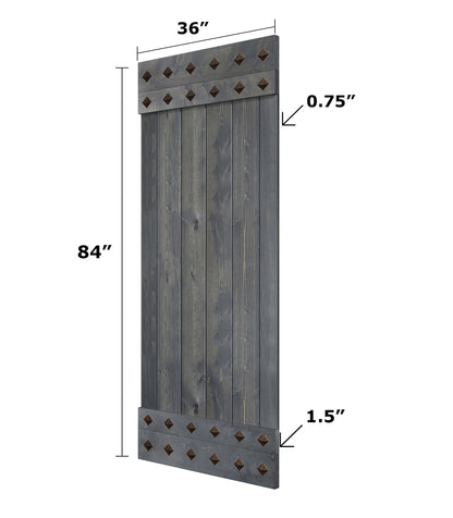 Mid-Century Style Finished Single Sliding Barn Door(Hardware Kit NOT Included)(Assembly Needed) (Custom Size Avalaible)